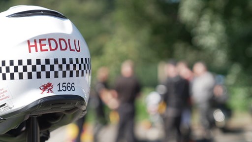Photograph of a motorcycle helmet