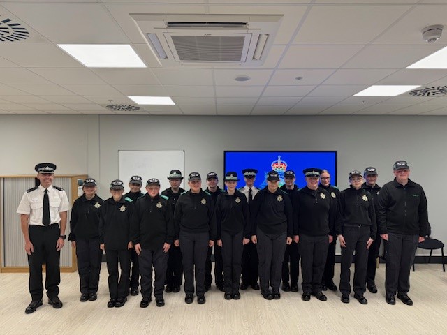 Superintendent Arwel Hughes with police cadets