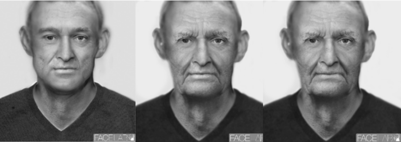 Digitally created images show how the man may have looked aged in his 50s, 60s and 70s. 