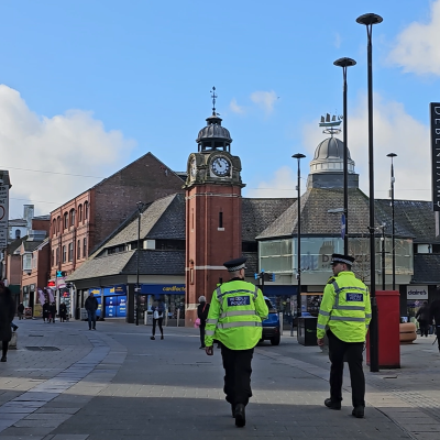 Officers on Bangor High Street