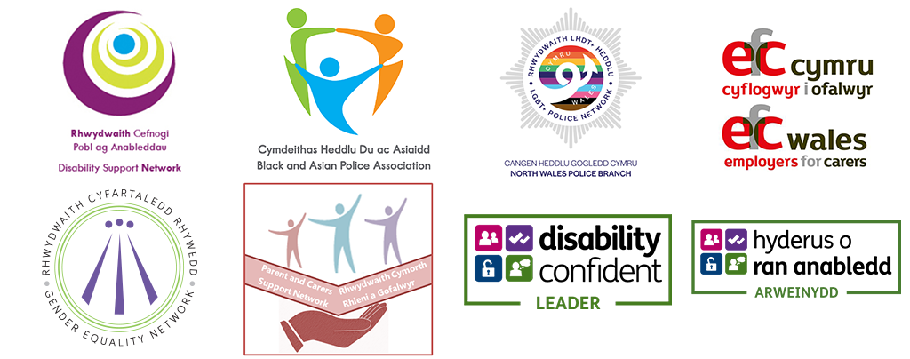 A block of logos for the various support networks within North Wales Police