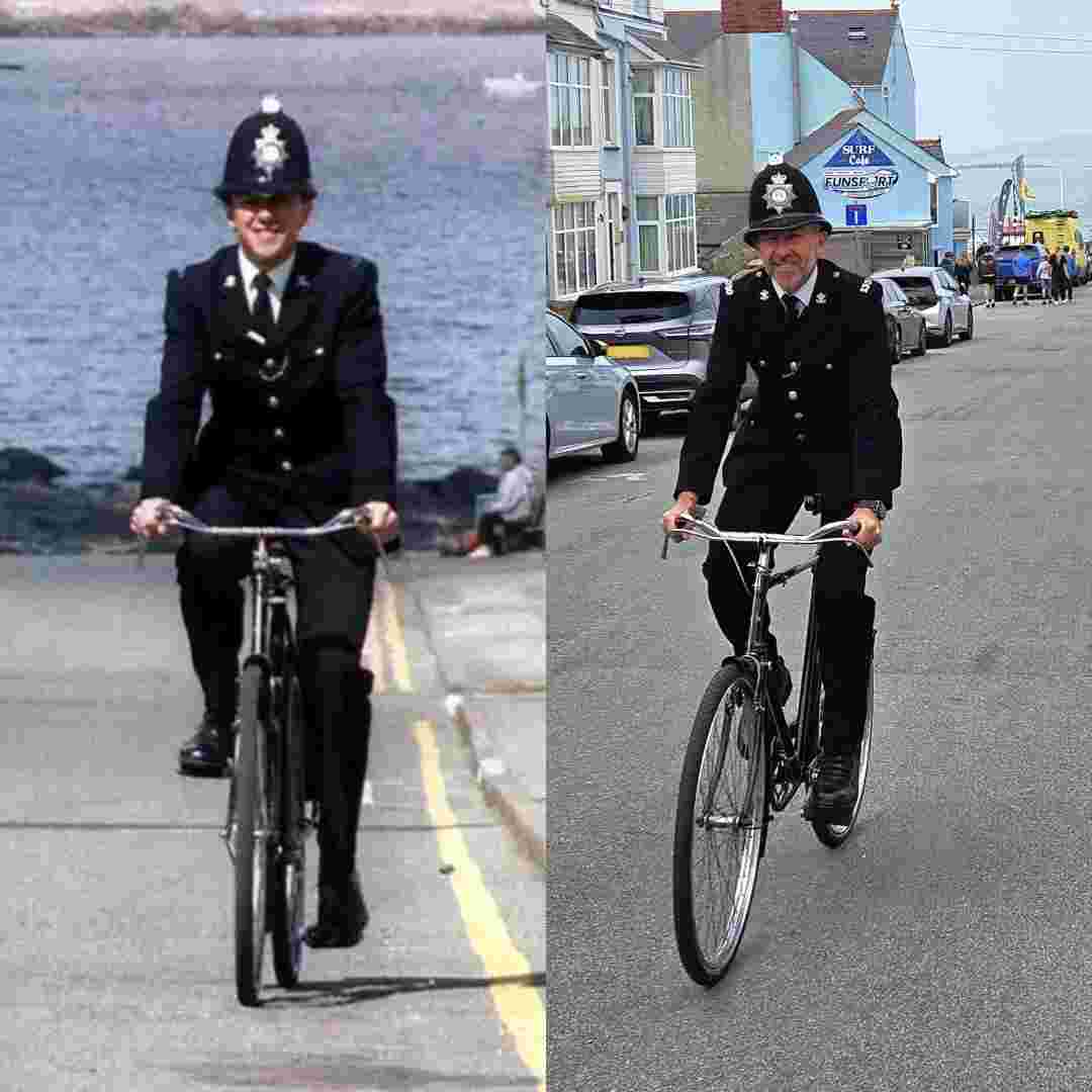 Yn ôl ar ei feic: Cyn swyddog ar fin ailddefnyddio hen feic yr heddlu ar Daith Undod COPS