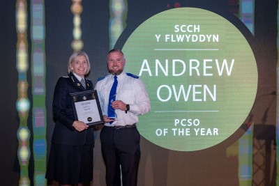 PCSO Andrew Owen with Chief Constable Amanda Blakeman