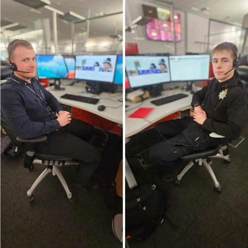 Wrexham University students and NWP Switchboard Operators, Evan Roberts and Matthew Smith
